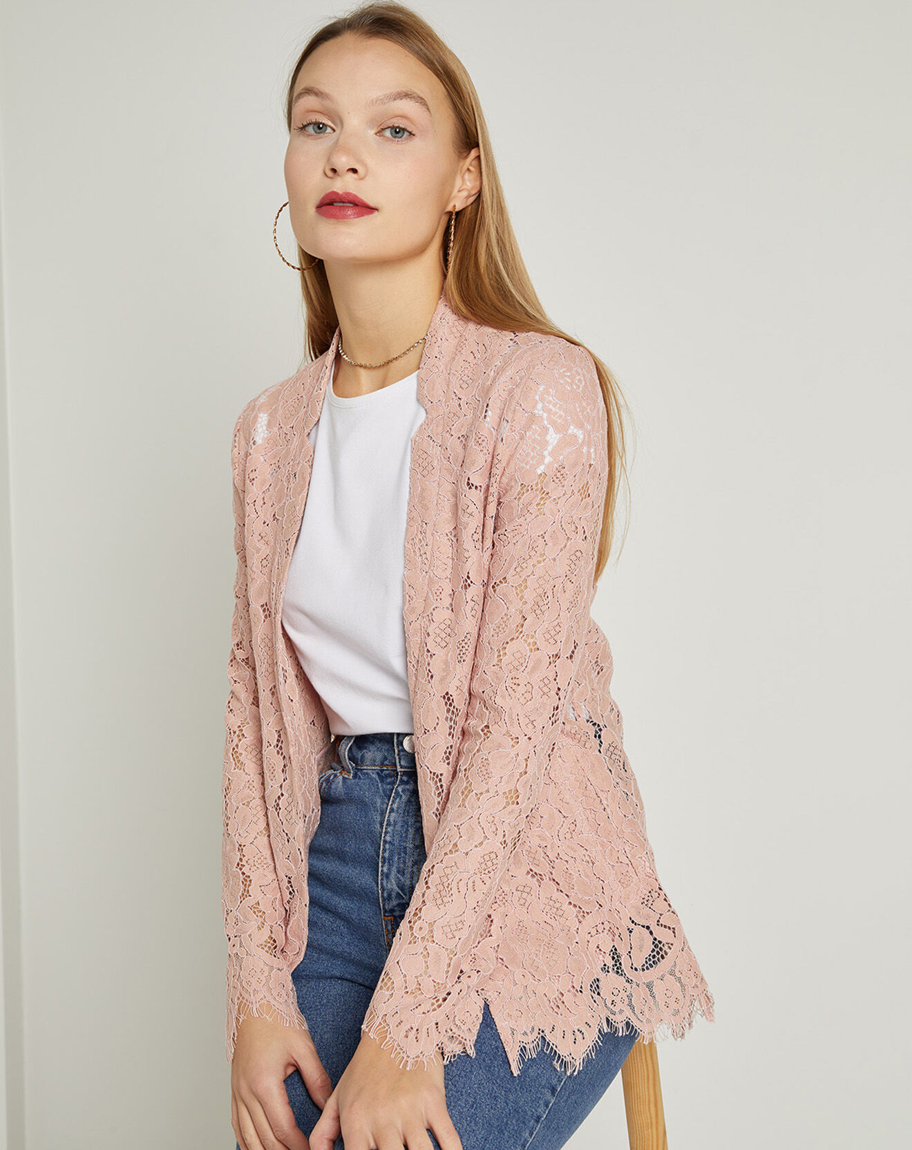 MAX&MOI Veste en dentelle Photo rose