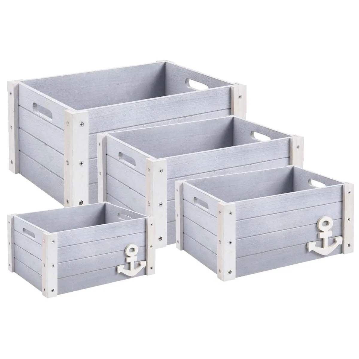 Aubry Gaspard Caisse de rangement bois Marina (Lot de 4)