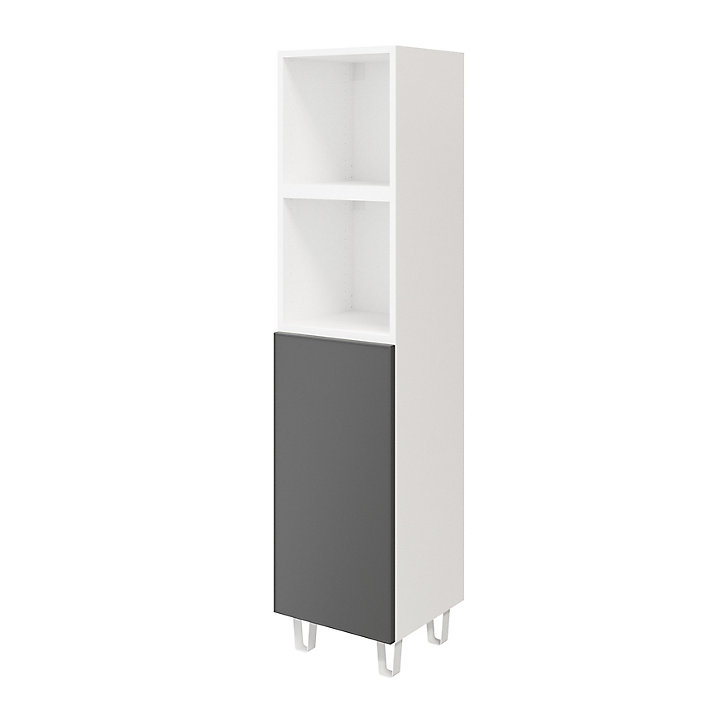 Colonne de rangement blanche sur pieds avec porte anthracite mat GoodHome Atomia H. 161 x L. 37,5 x P. 35 cm