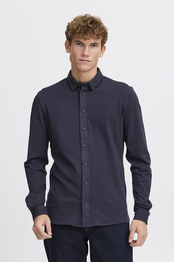Casual Friday CFARTHUR LS BU jersey piquet shirt Dark navy