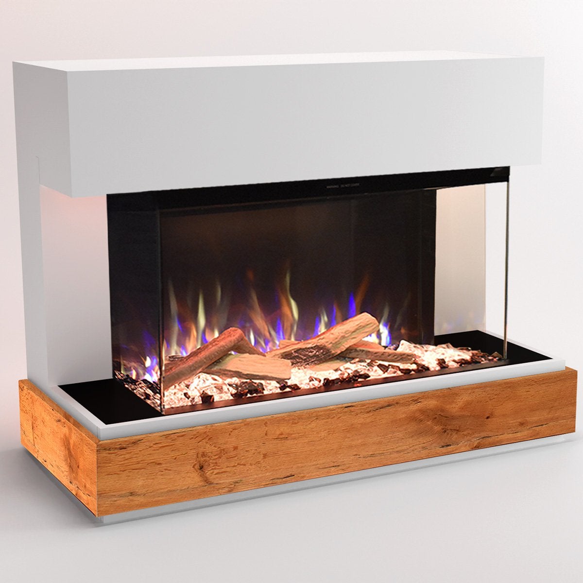 Glow Fire 'Curie' elektrische haard | LED vrijstaande haard in wit met verwarming (1500 W) | HxBxD: 114x89x53cm