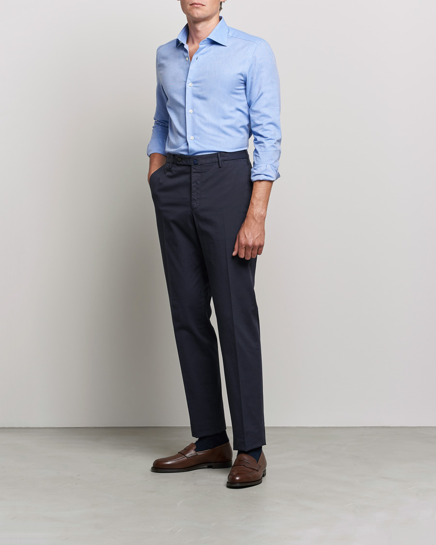Mazzarelli Soft Twill Cotton Shirt Light Blue