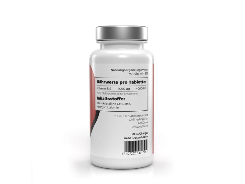 VeLife Vitamin B12 180 Tabletten Veganes Nahrungsergänzungsmittel