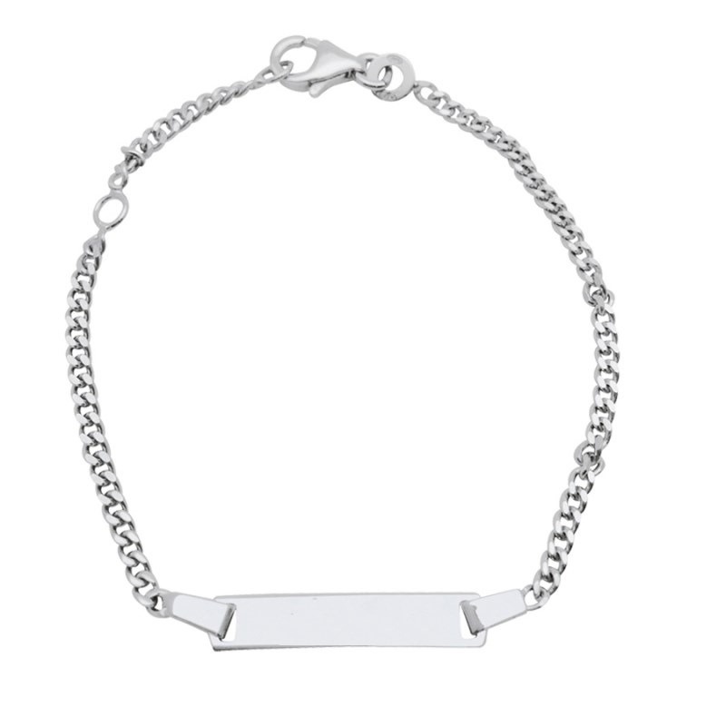 Bracelet gourmette rectangulaire argent 925 - Personnalisable