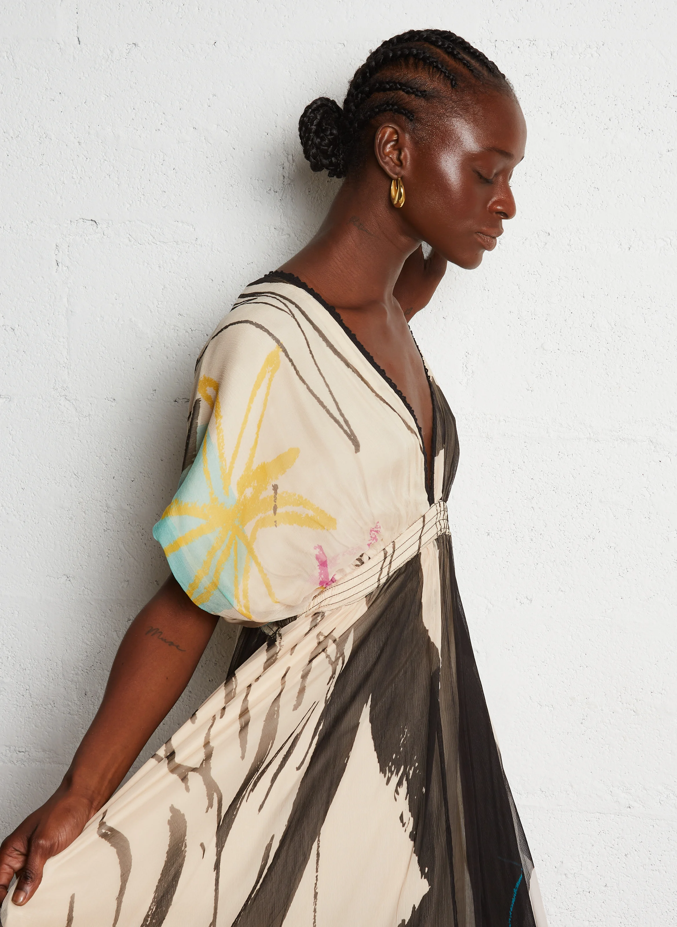 MICASSO - Robe longue imprimée fluide | Multicolore