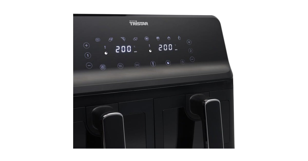 TristarFR-9040 Airfryer met dubbele mand heteluchtfriteuse  (Zwart, 8 liter)