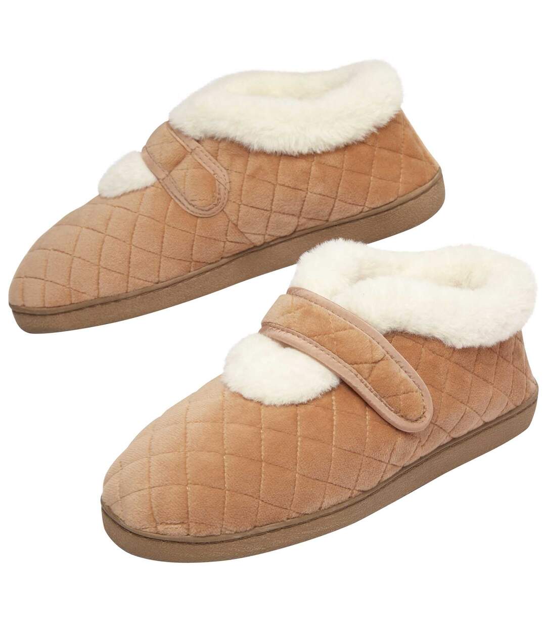 Chaussons Scratchés Velours et Fausse Fourrure