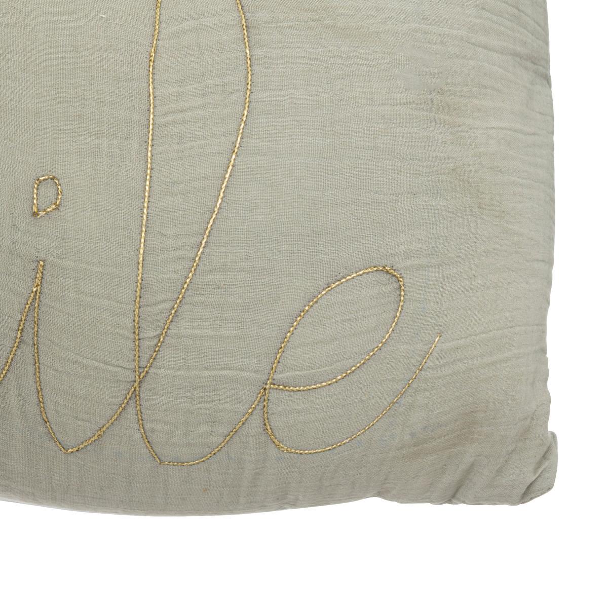 COUSSIN RECTANGLE DOUBLE GAZE COTON VERT