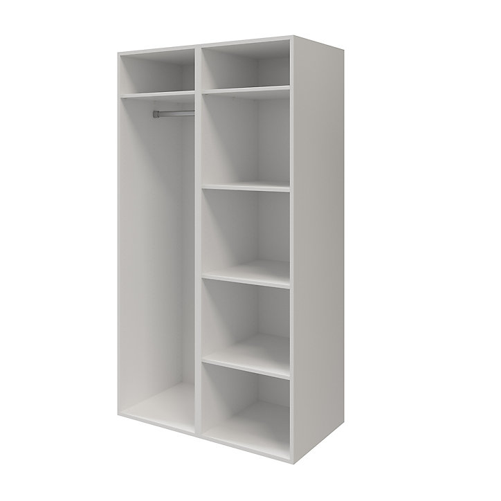 Armoire penderie portes battantes miroir et tiroirs blanche GoodHome Atomia H. 187,5 x L. 100 x P. 60 cm