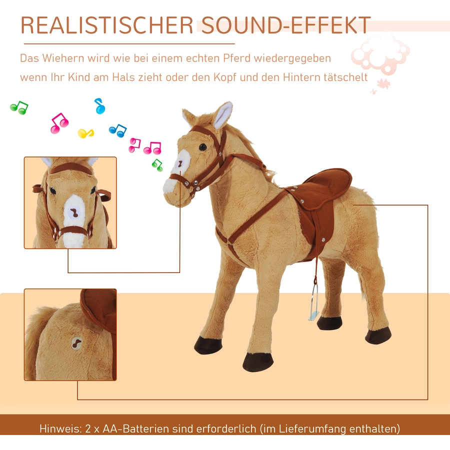 HOMCOM Kinderpferd beige