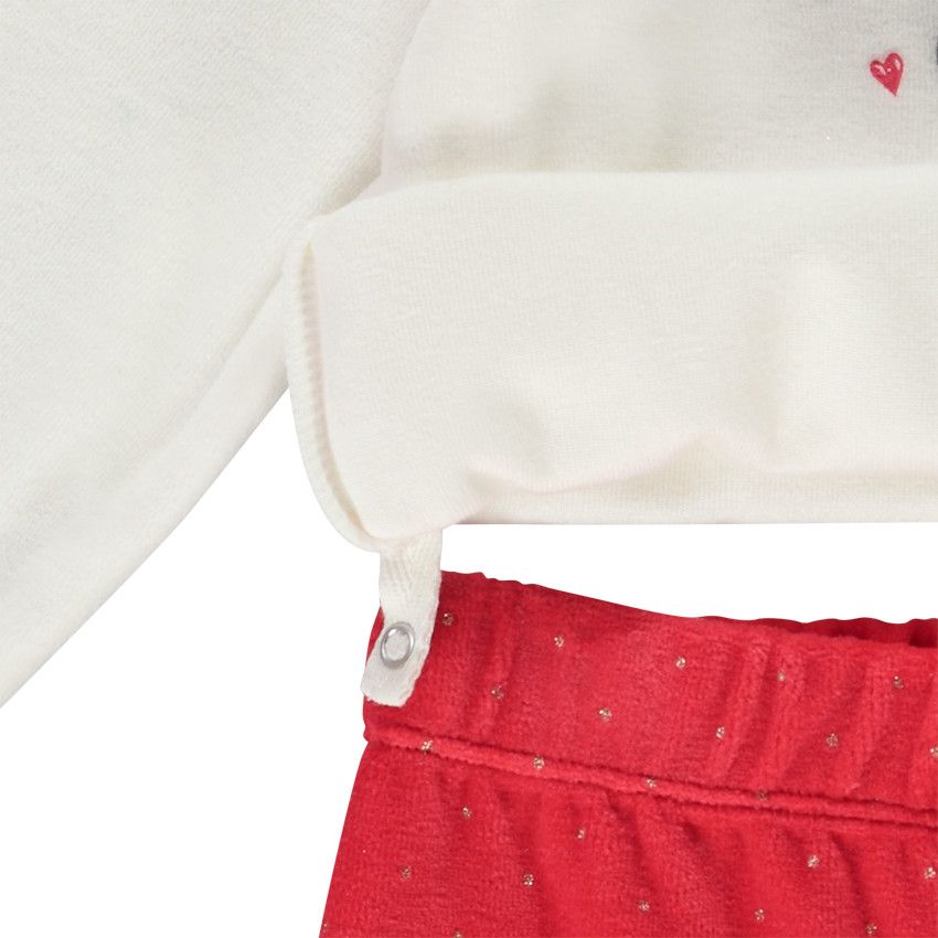 Pyjama 2 pièces en velours biche de Noël pour bébé fille - Ecru