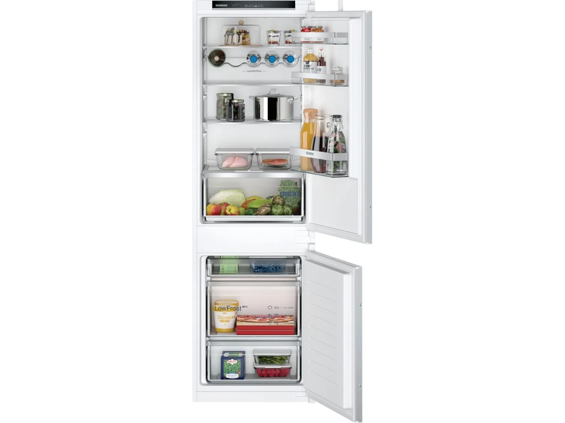 Siemens iQ300 KI86VVSE0 - Integreret Køle-/frysekab - bundfryser - bredde: 56 cm - dybde: 55 cm - højde: 177.5 cm - 267 liter - Klasse E - Glidehængsel