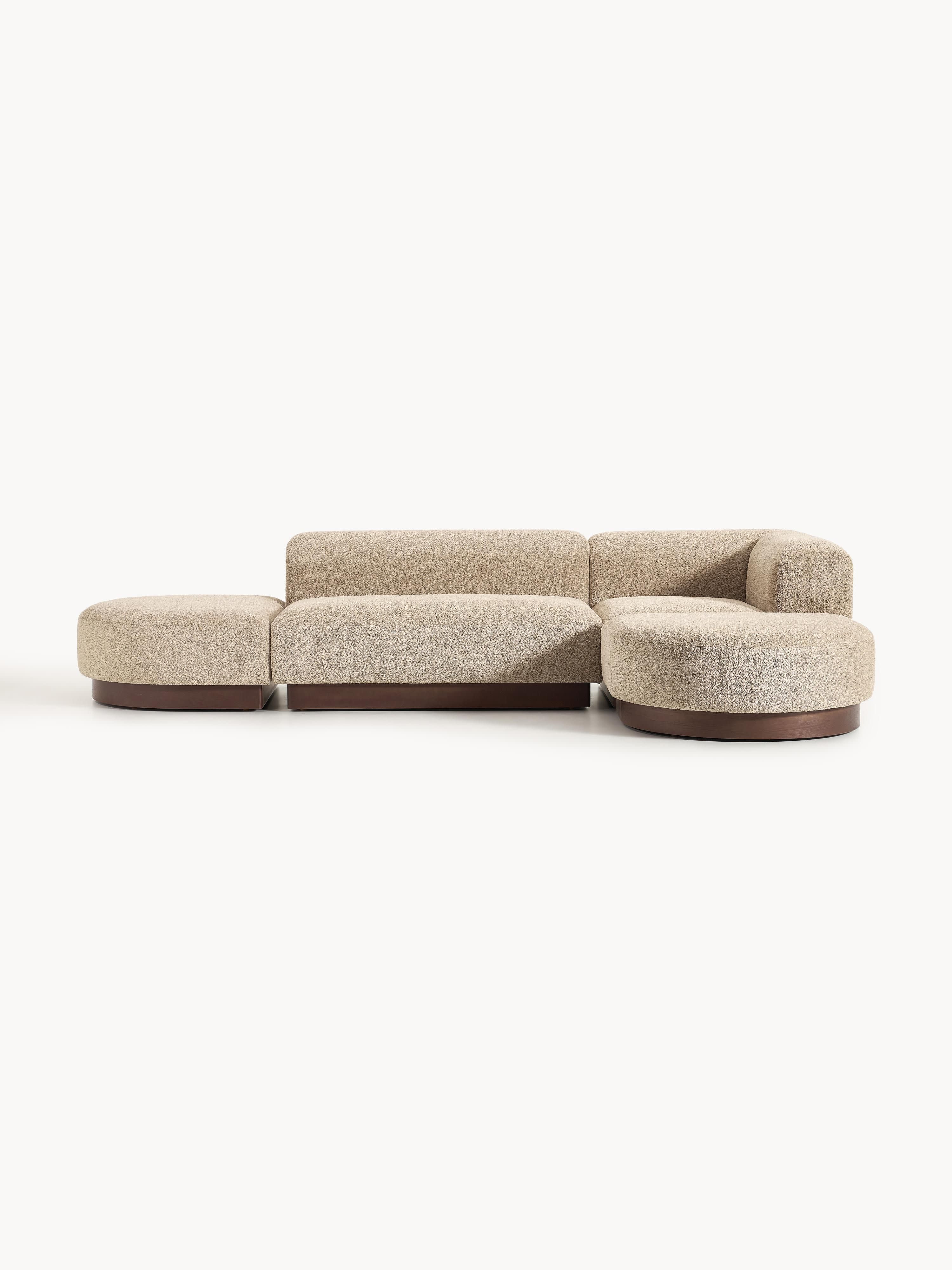 Modulaire hoekbank Natalie van teddy-bouclé