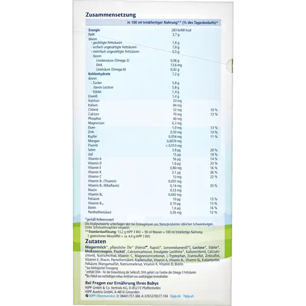 Bio Folgemilch 3, ab dem 10. Monat