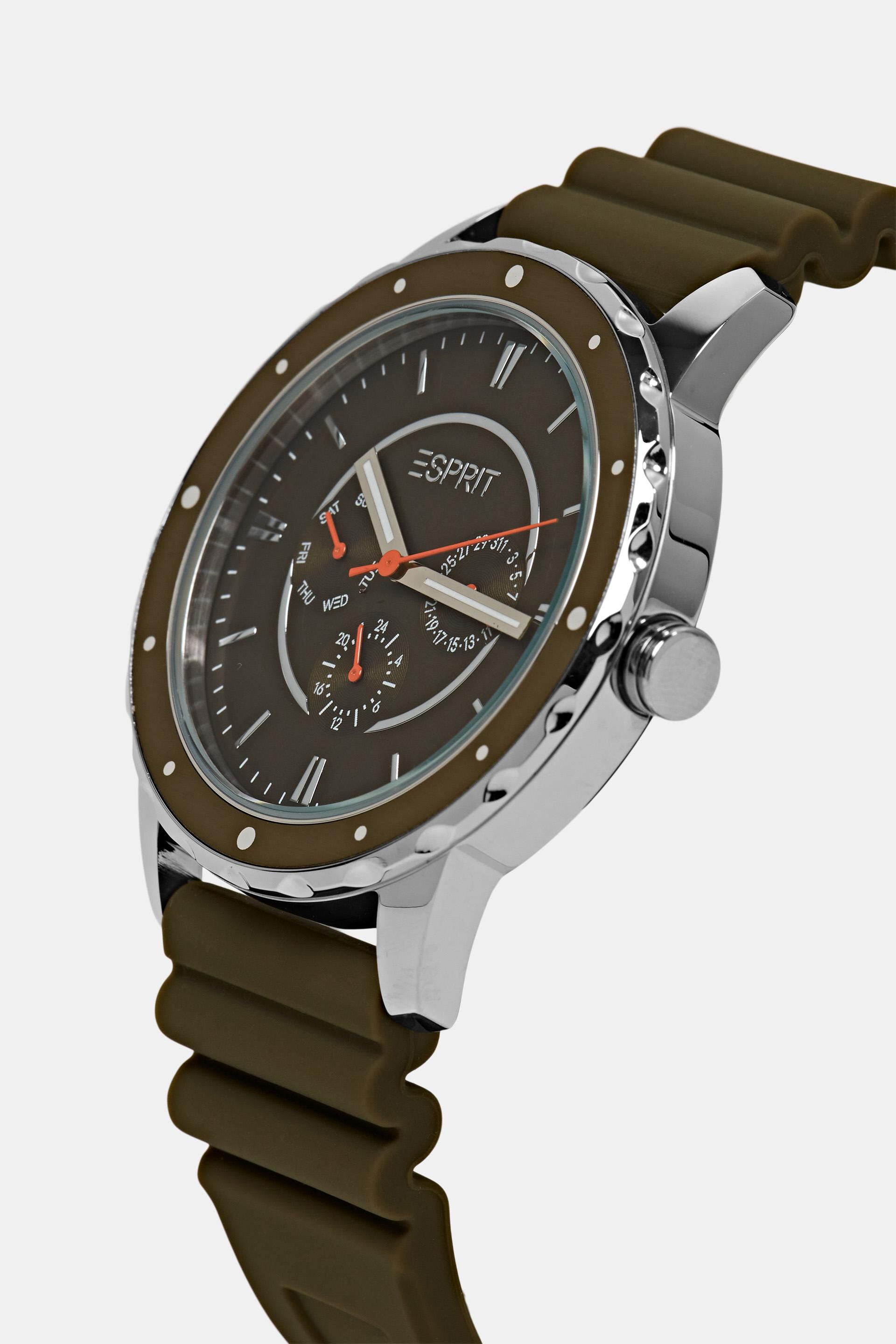 Montre en acier inoxydable dotée d’un bracelet en caoutchouc