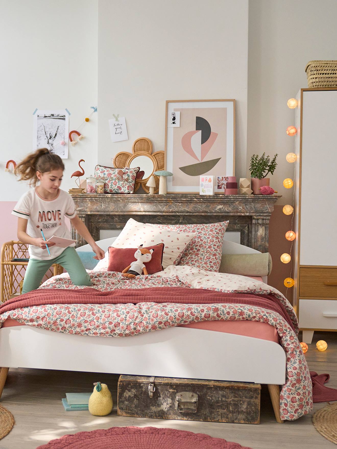 Conjunto de capa de edredom e fronha infantil GIPSY, estampa bege média