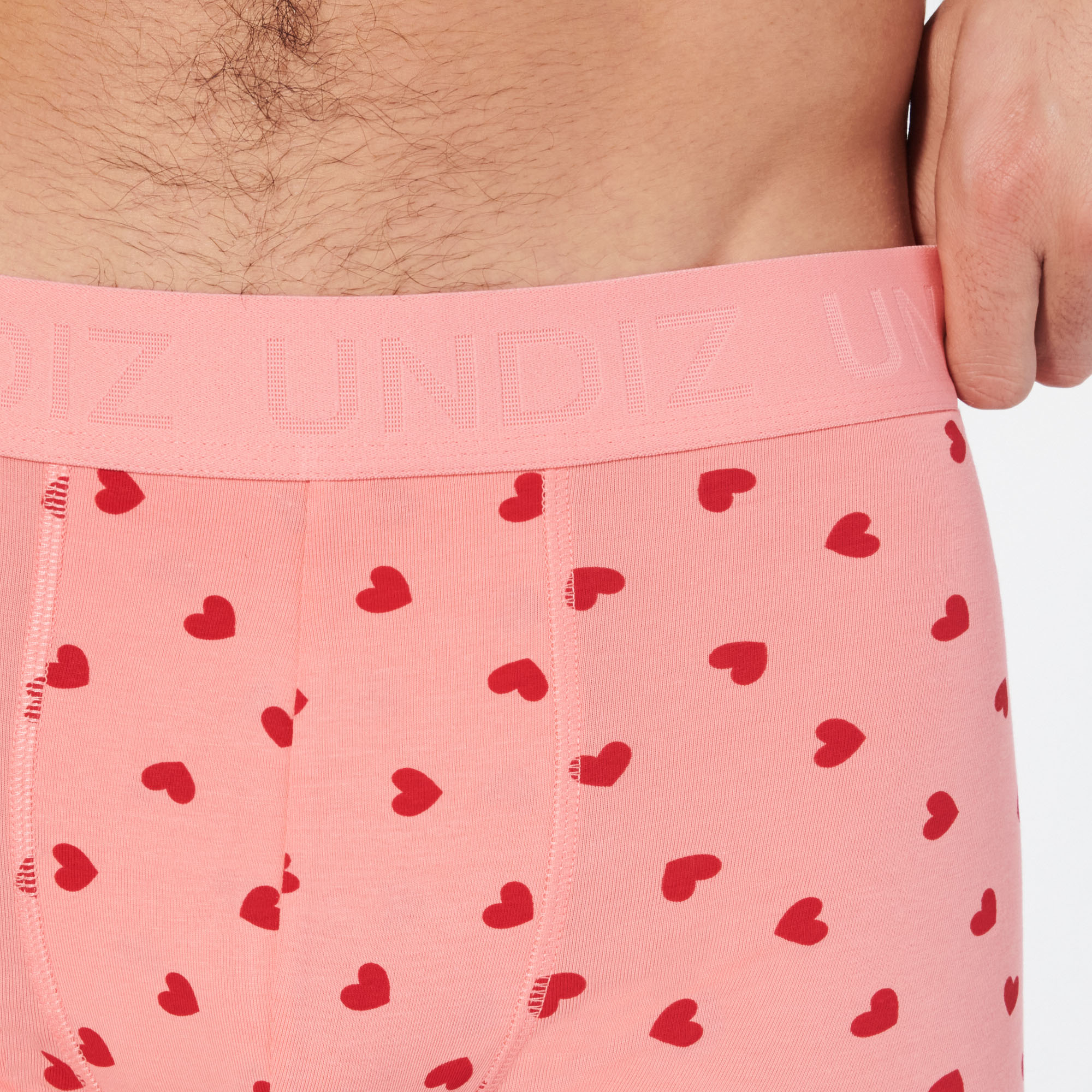 Boxer à motifs coeurs en coton