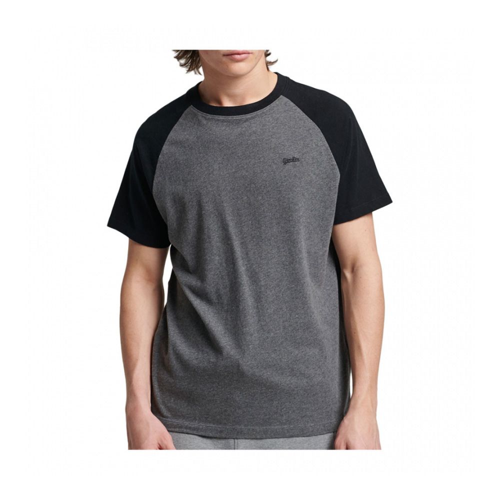 Superdry VINTAGE BASEBALL - Tee-shirt Homme rich charcoal marl/black