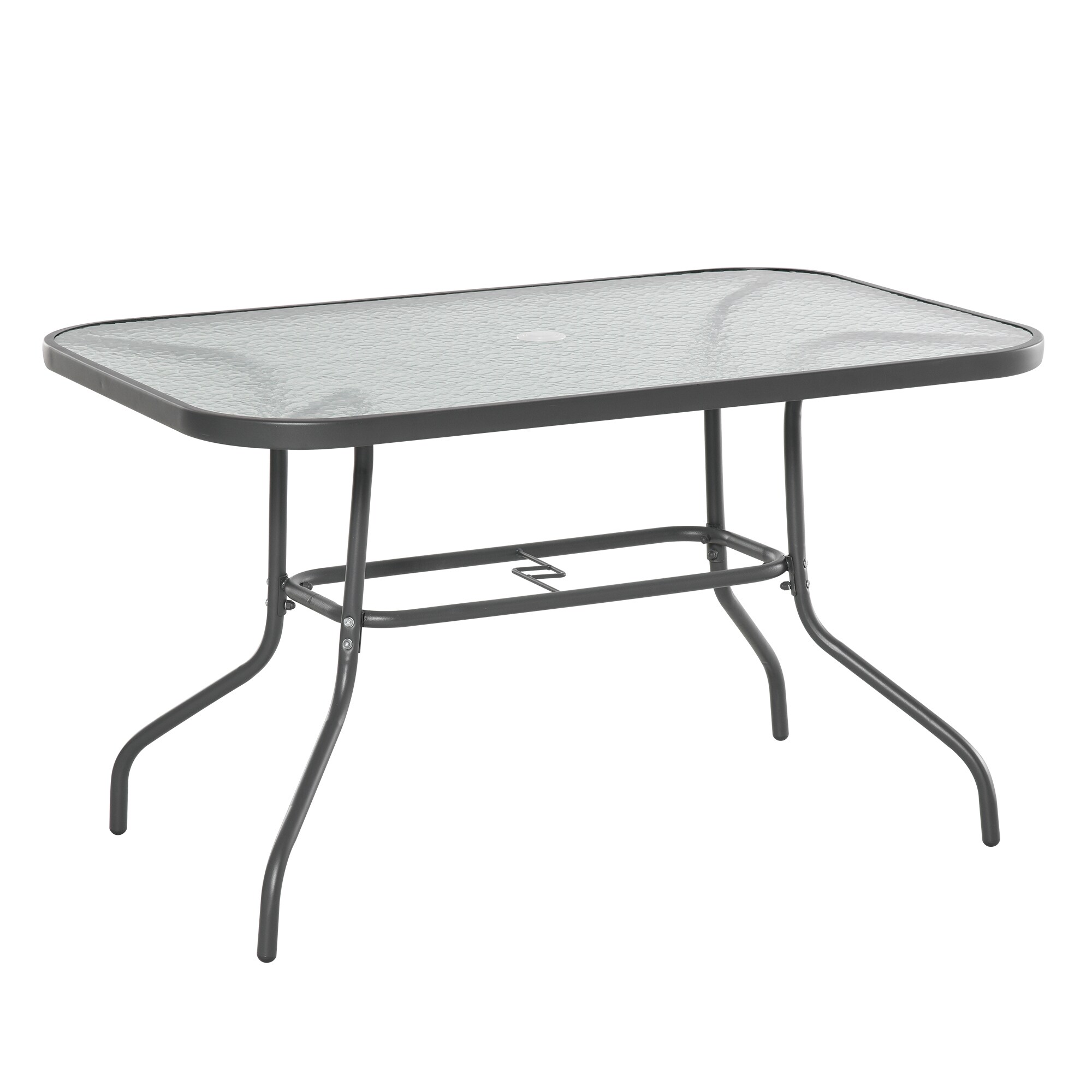 Outsunny Gartentisch mit Schirmloch carbongrau 120 x 80 x 70 cm (LxBxH)