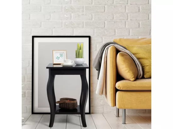 Table d'appoint, 2 niveaux, avec patins antidérapants, 40 x 40 x 60 cm, noir