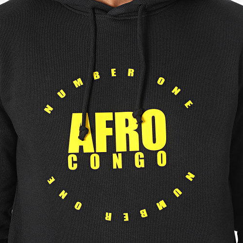 Sweat Capuche Afro Congo Noir Jaune