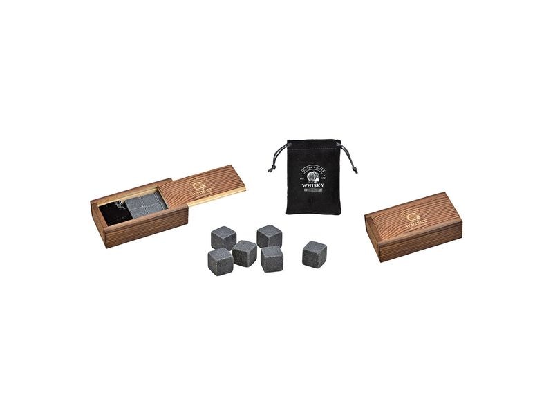 G. Wurm Whiskysteine in Holzbox 8-teilig, Grau Whiskysteine-Geschenkset