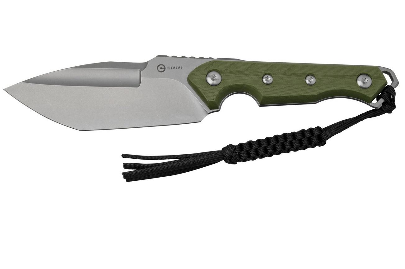 Civivi Maxwell C21040-2 OD Green G10, Stonewashed, Black Kydex Sheath vaststaand mes, Torbe Knives design