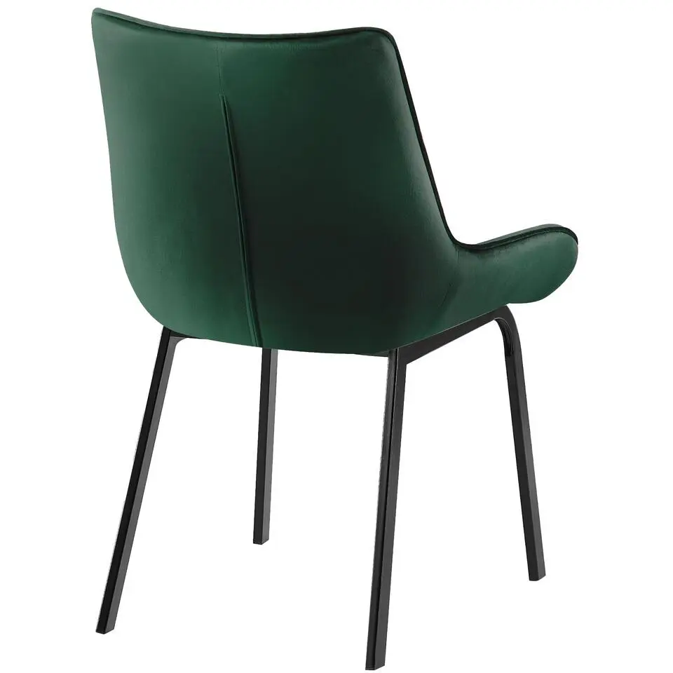 CLP Eetkamerstoel Saranda zwart Frame - Fluweel - groen