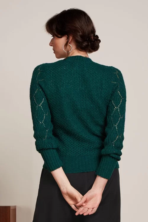 King Louie Jeannie Yoke Farfalle sweater in dennengroen