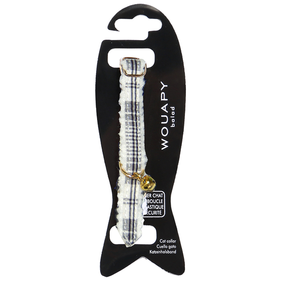 Collier en tissu écossais noir pour chat