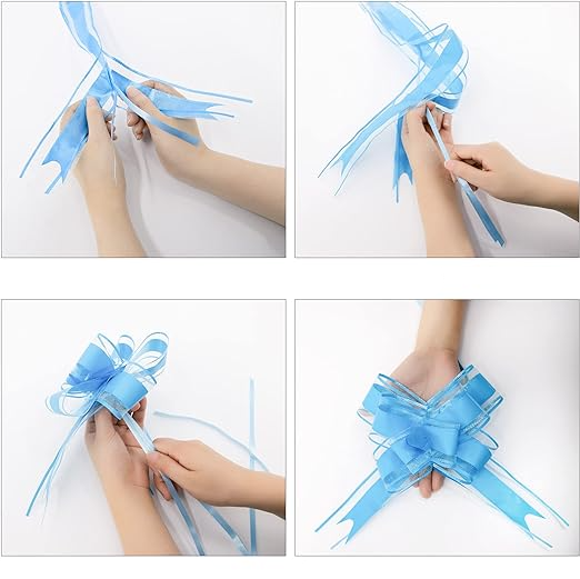 (10er Set) 20cm Wiederverwendbare Geschenk Maschen Deko Zug Schleifen - Gelb