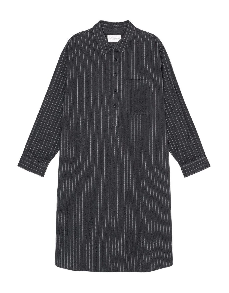Moshi Moshi Mind  Relieve stripe skjortekjole - moonless / taupe