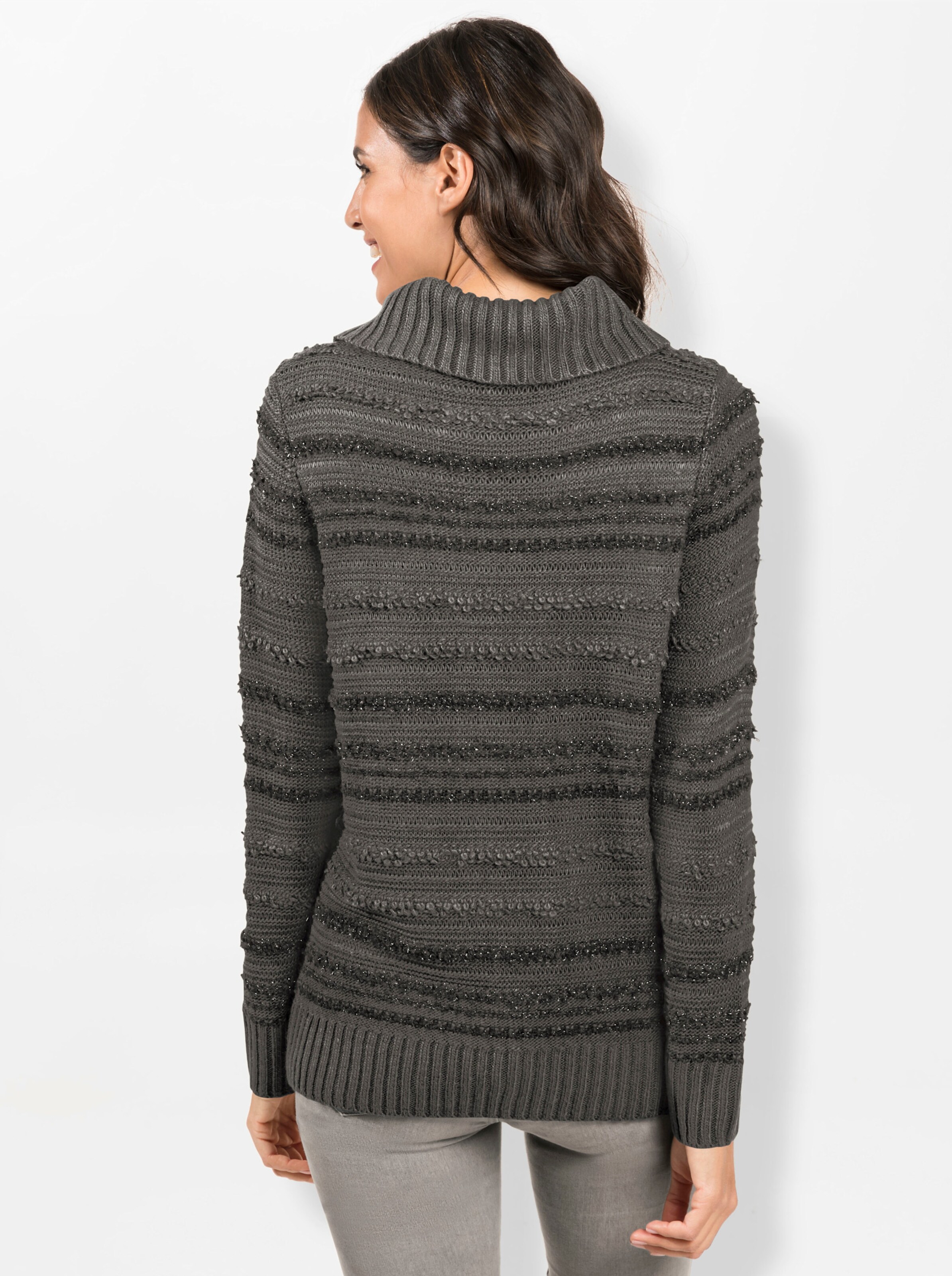 Rollkragenpullover in anthrazit-meliert