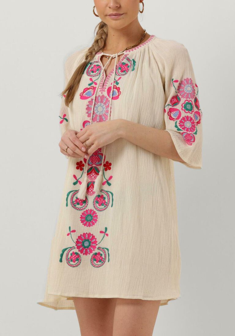 creme antik batik mini jurk magoo dress