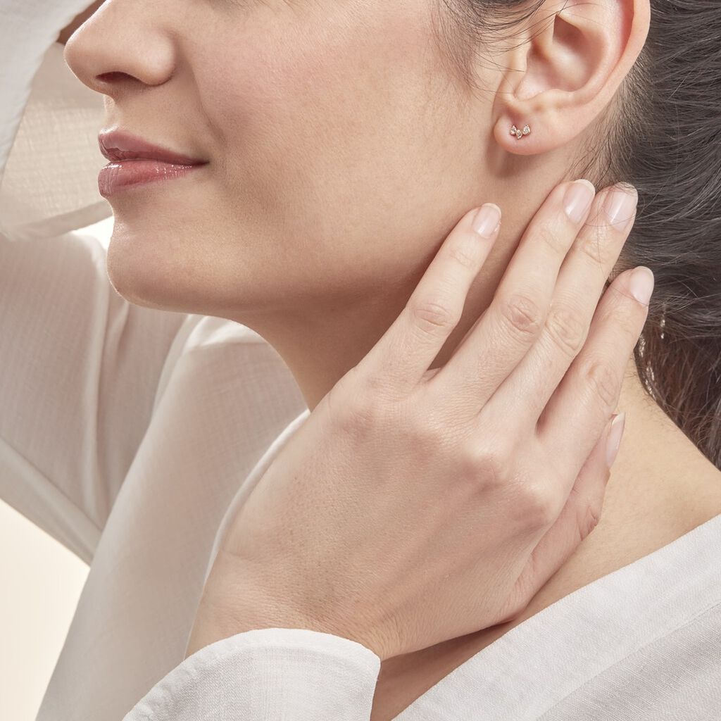 Boucles D'oreilles Puces Mureille Or Jaune Oxyde De Zirconium