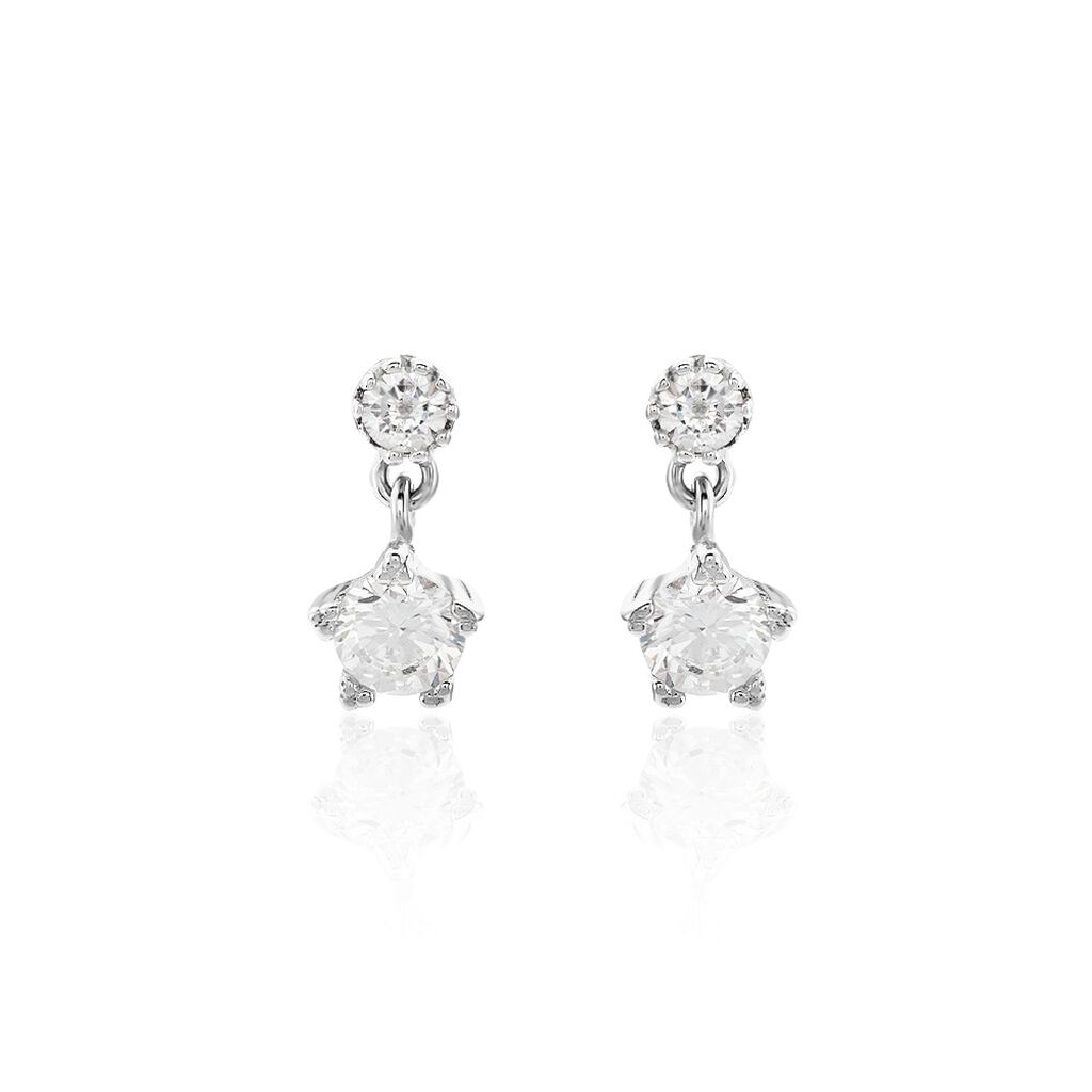 Boucles D'oreilles Puces Tibby Argent Blanc Oxyde De Zirconium