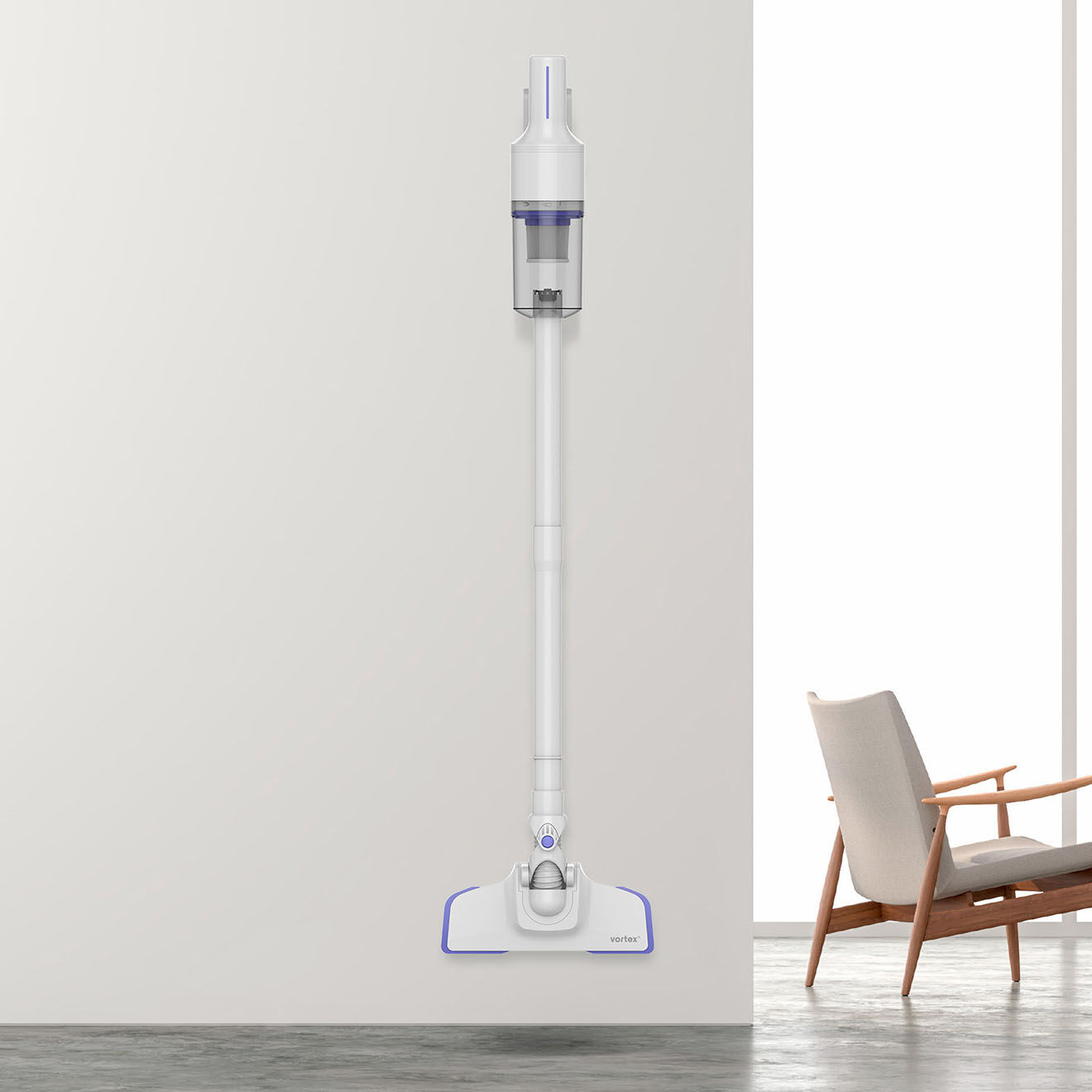 Vortex Aspirateur balai filaire 2 en 2 blanc/violet
