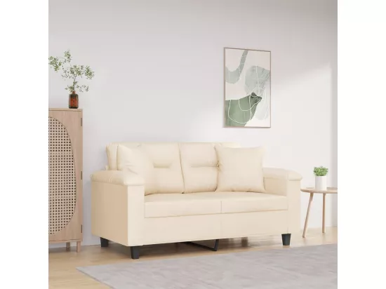 Canapé 2 places avec oreillers beige 120 cm tissu microfibre