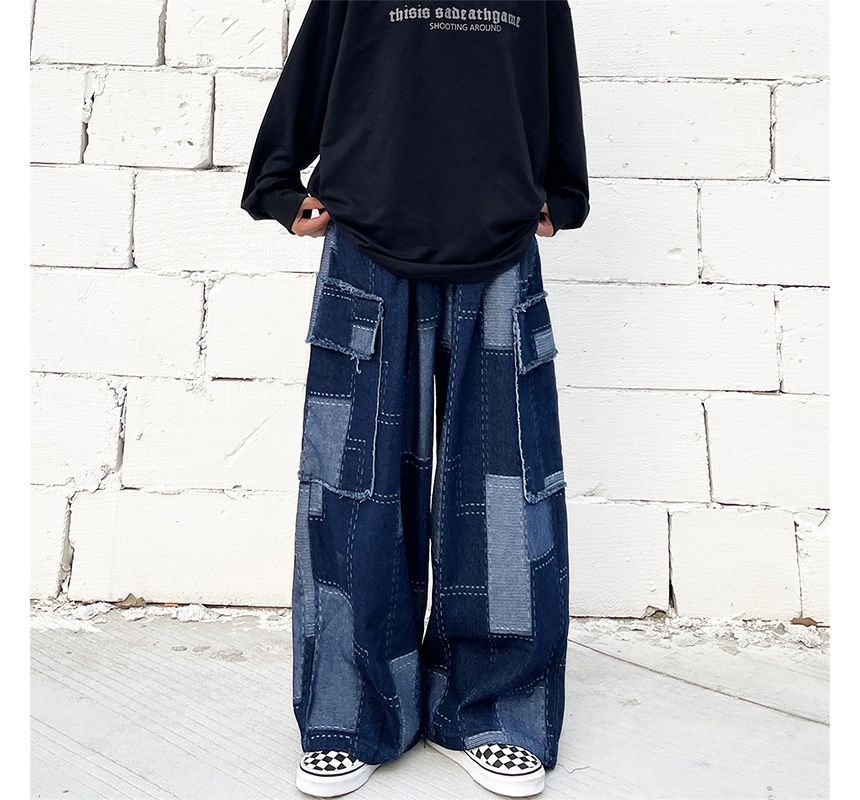 2DAWGS - Patchwork jeans met wijde pijpen