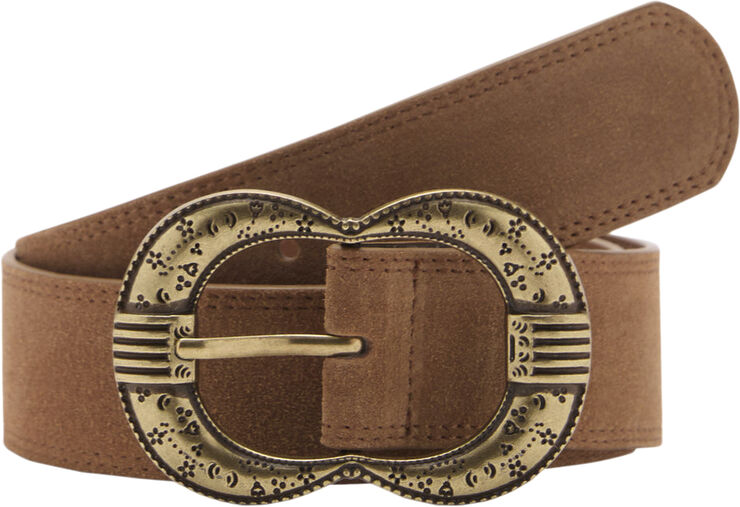 MANGO Buckle leather belt Brown