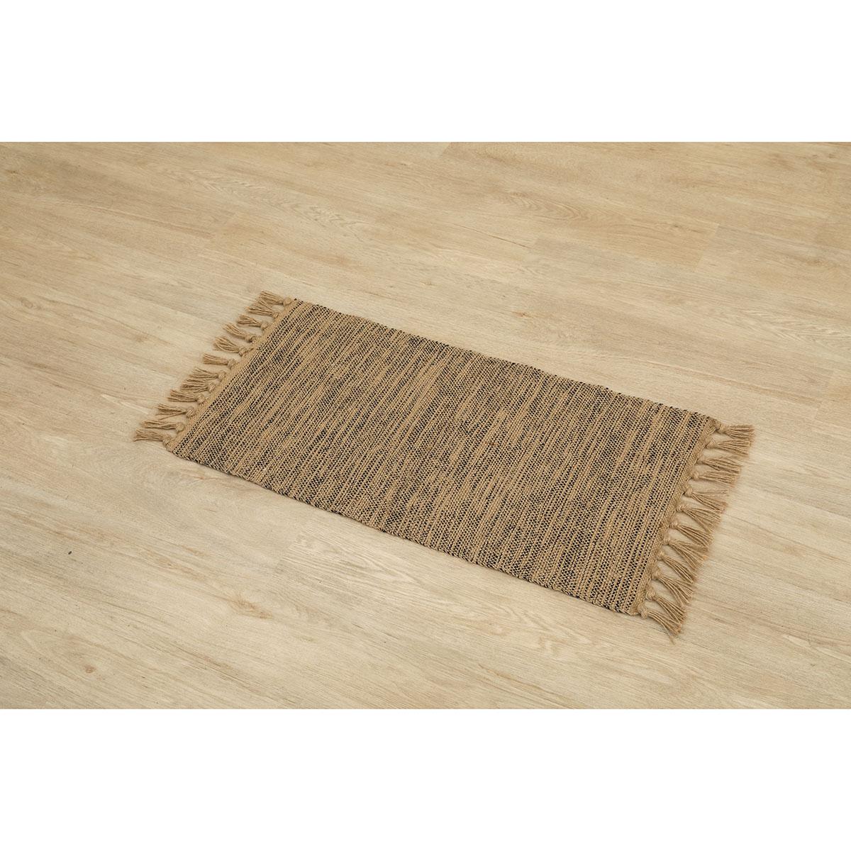 TAPIS SAIGON COTON JUTE 45X90CM NATUREL NOIR