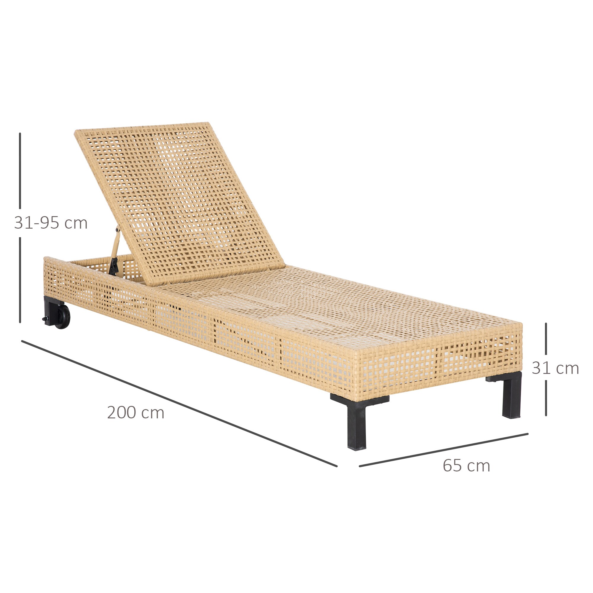 Outsunny Gartenliege mit verstellbarer Rückenlehne bunt 65L x 200B x 31H cm