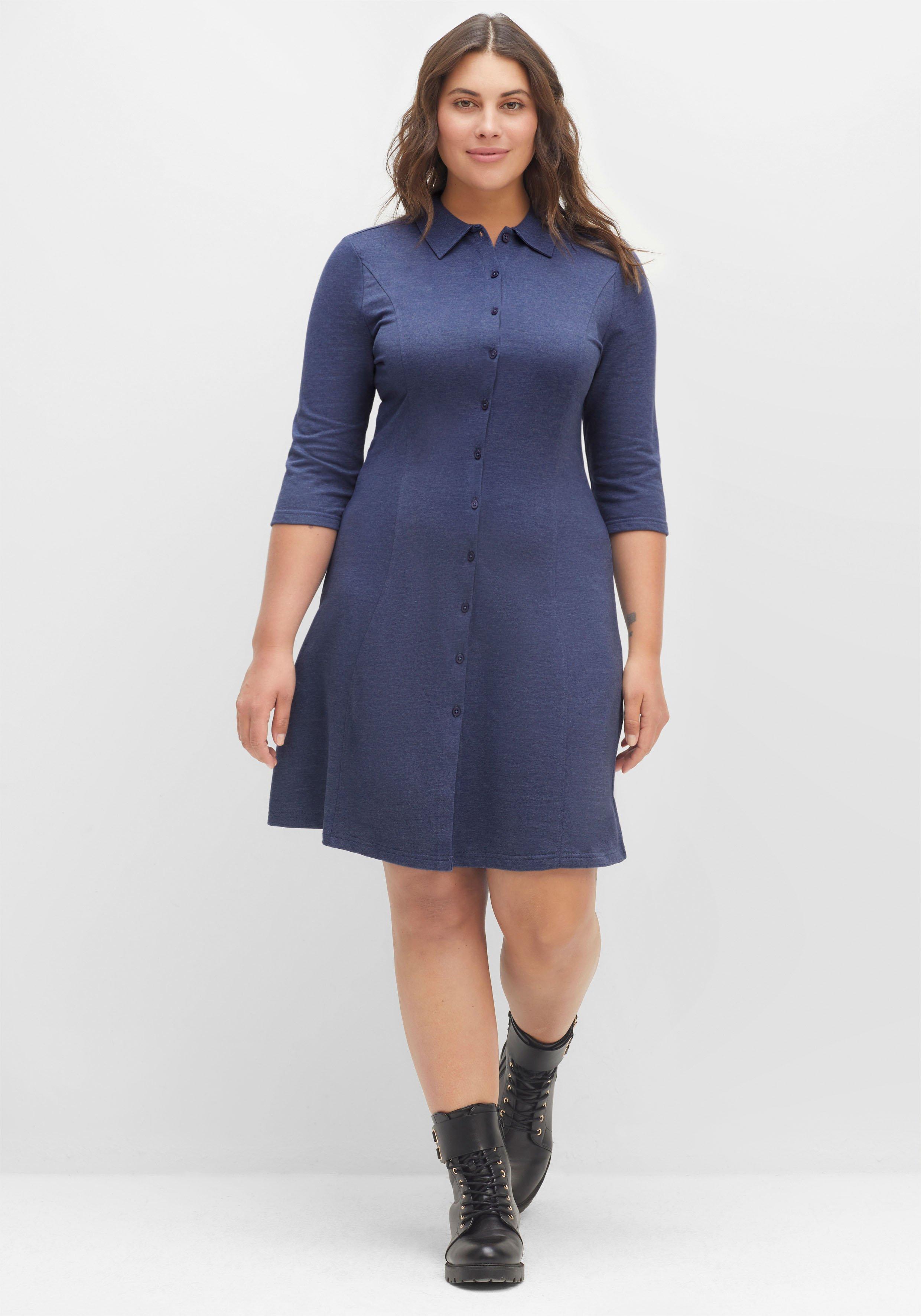 Sweatkleid mit 3/4-Ärmeln, im Hemdblusenstil