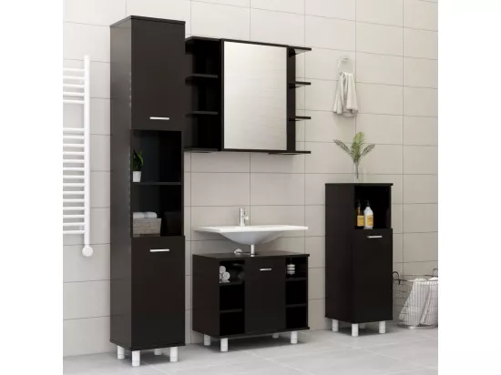 Armoire de salle de bain Noir 30x30x95 cm Aggloméré