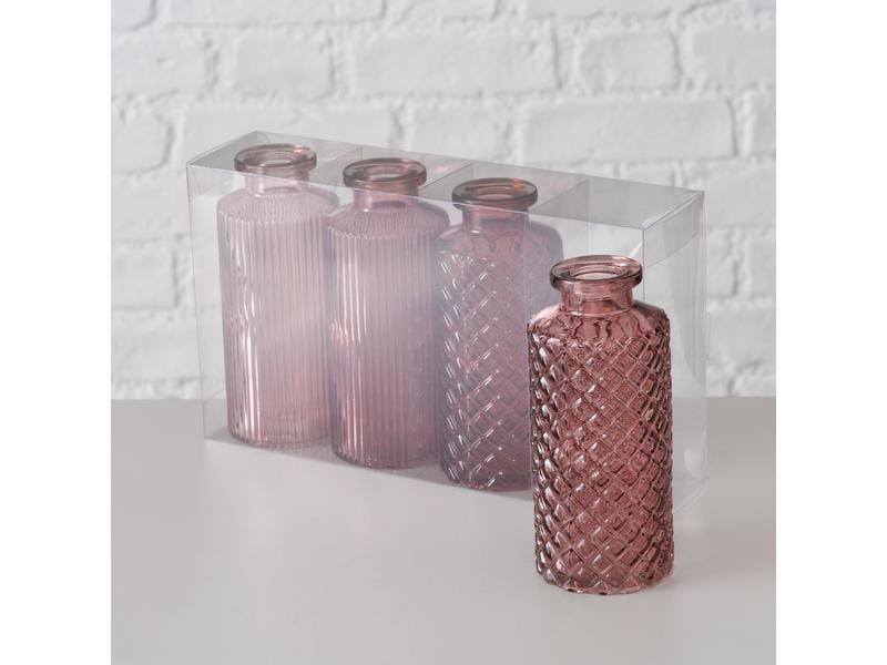 Boltze Vase Panja 4 Stück, 14 cm, Rosa 4-teiliges Vasen-Set
