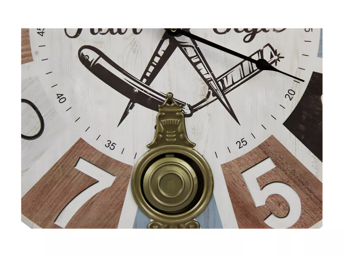 Horloge ancienne balancier barber shop hair style Bois Multicolore - Décoration d'Autrefois