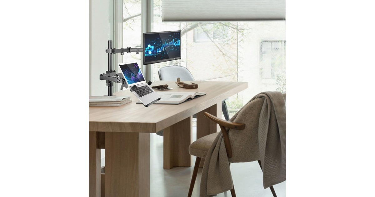 ACT ConnectivityMonitorarm met laptophouder, 1 scherm bevestiging  (Zwart)