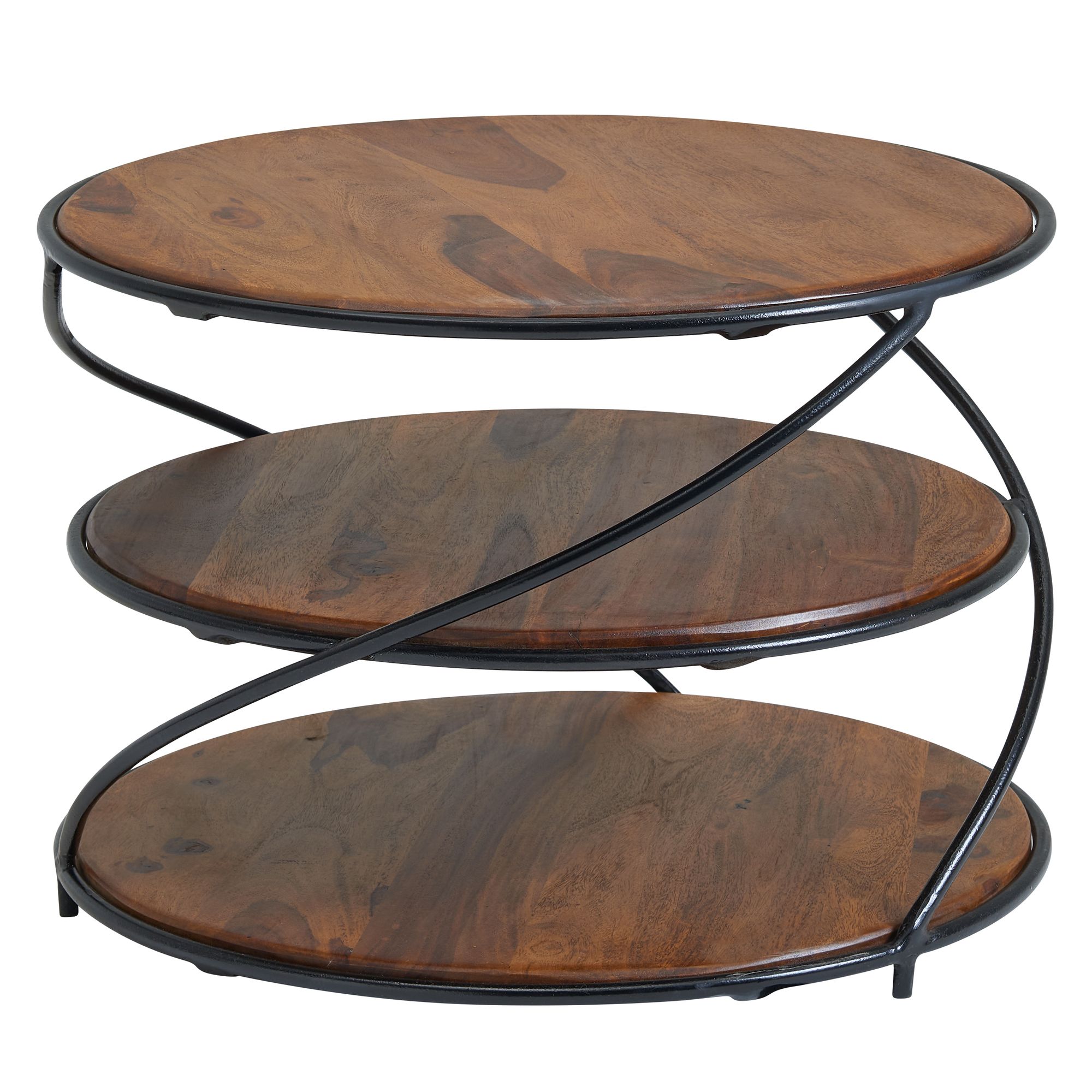 Couchtisch FineBuy Massivholz 58x58x40,5 cm Sofatisch Rund Wohnzimmertisch Tisch