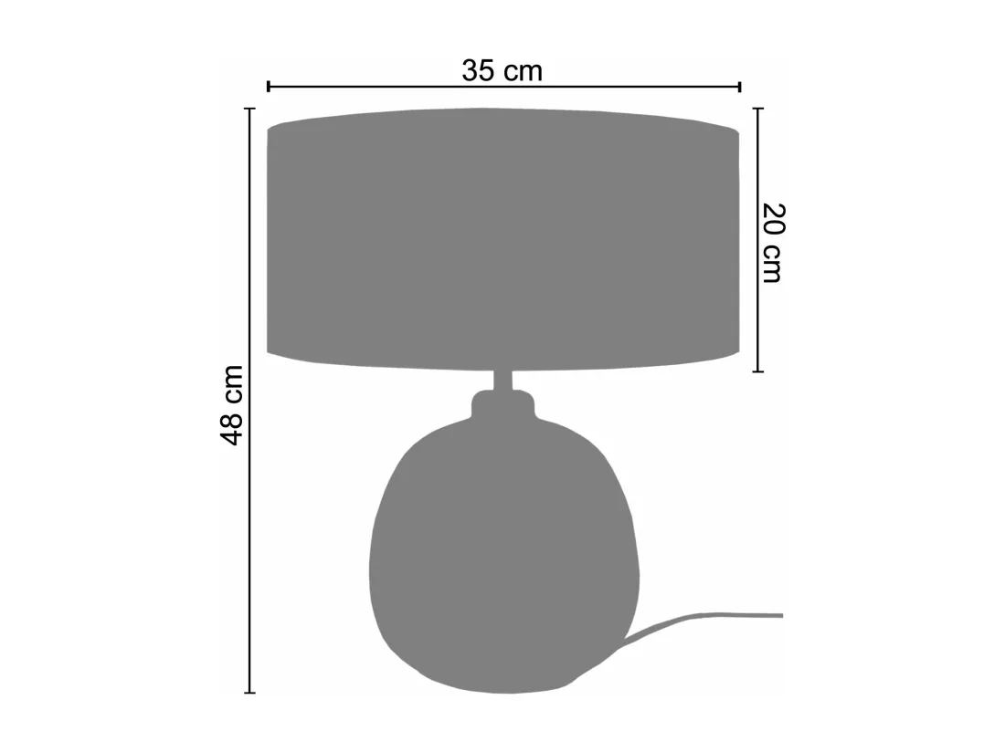 Lampe de chevet globe verre bleu petrole 48 cm.
