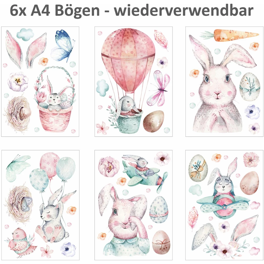 Nikima Fensterbilder Ostern selbstklebend bunt